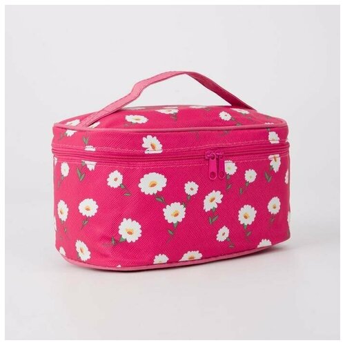 Косметичка на молнии, зеркало, цвет малиновый