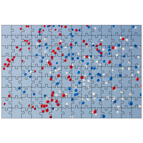 фото Магнитный пазл 27x18см."небо, шарики, белый" на холодильник lotsprints