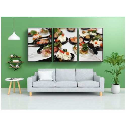 фото Набор модулных постеров для интерьера "палец питание, шведский стол, буфет" 60x90 см. в тубусе, без рамки lotsprints