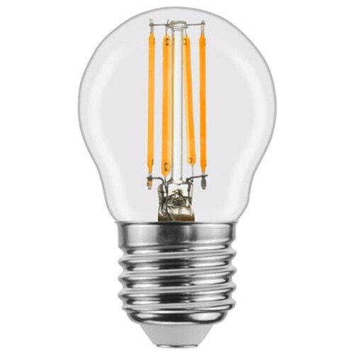 фото Лампа светодиодная филаментная lexman e27 220 в 4.5 вт шар прозрачный 470 лм, белый свет нет бренда