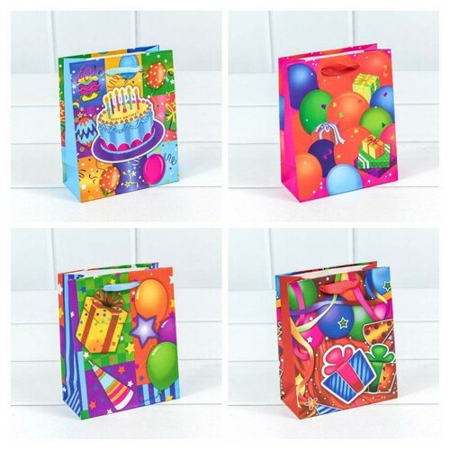 фото Пакет подарочный, праздничный микс, ассорти дизайнов, 15*12*5 см, 1 шт. дон баллон