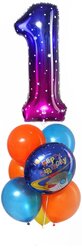Букет из шаров "День рождение - космос. 1 год", фольга, латекс, набор 7 шт 5378109