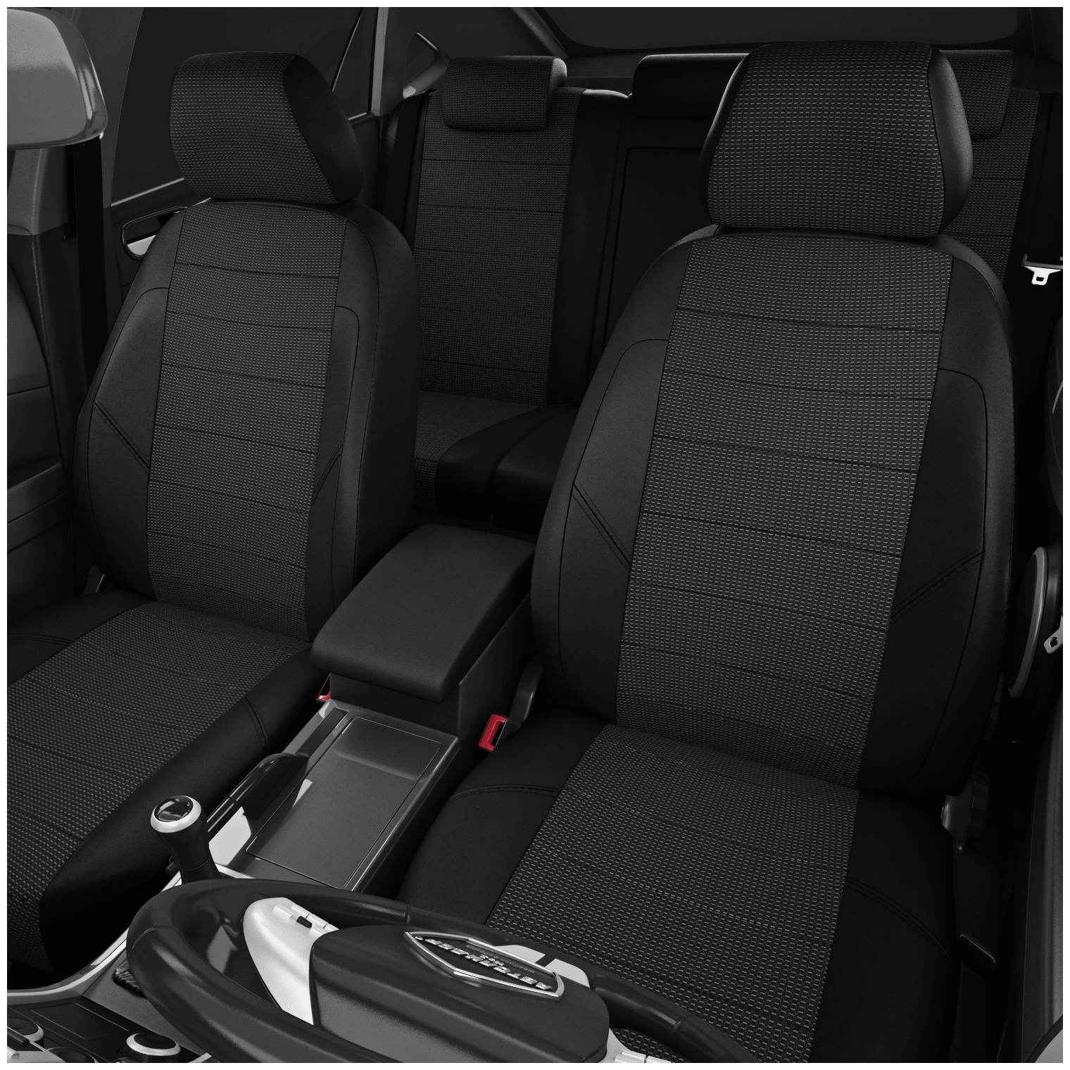 Чехлы на сиденья Suzuki Sx4 (Сузуки Сх4) SX4 NEW с 2014-н. в. хэтчбек 5 мест серый-чёрный - фотография № 2