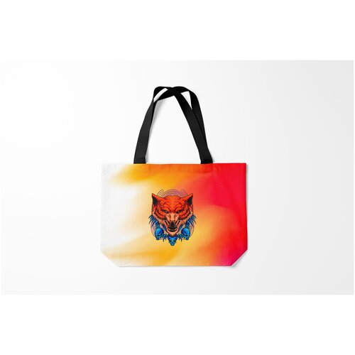 фото Сумка-шоппер / 46х35 см / звери / волки шаман burnettie