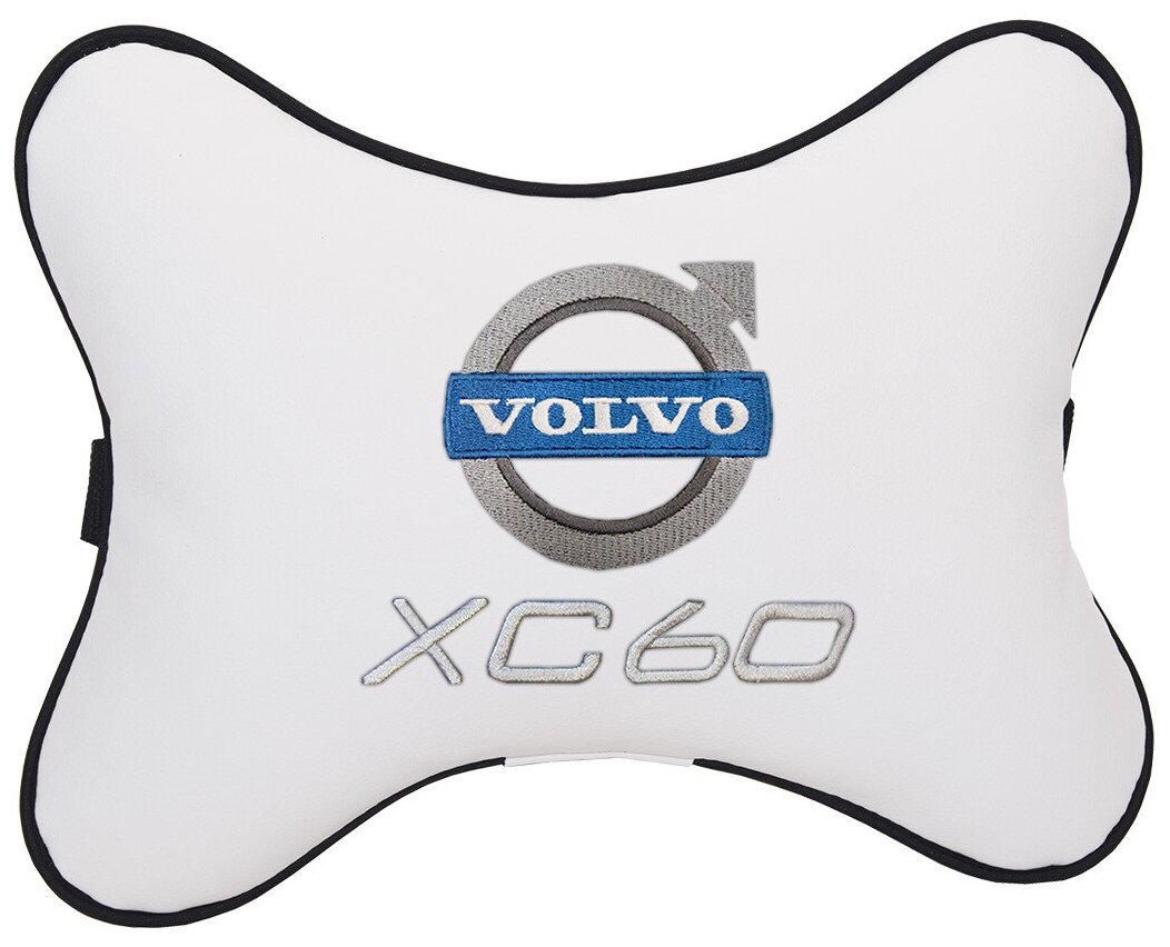 Автомобильная подушка на подголовник экокожа Milk с логотипом автомобиля Volvo XC60