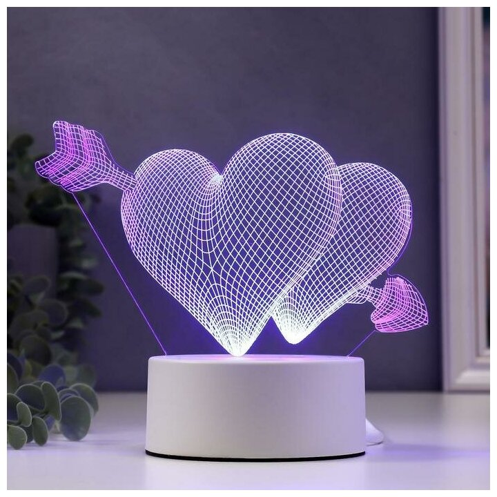 Светильник "Сердца" LED RGB от сети 9,5х18х15 см - фотография № 1