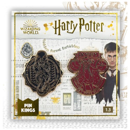 фото Набор значков harry potter 1.3 чёрная метка и добби pin kings 2- pack rubber road ltd