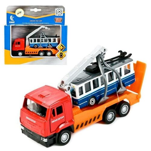 фото Набор металлических инерционных машин «камаз-эвакуатор + троллейбус» ,12 см и 7,5 см технопарк