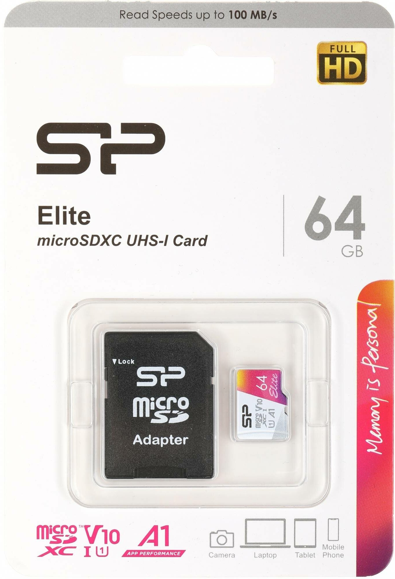 Флеш карта microSDXC 64Gb Class10 Silicon Power SP064GBSTXBV1V20SP Elite + adapter