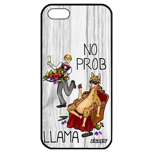 фото Противоударный чехол на смартфон // iphone 5 5s se (2016) // "no prob lama" super lama llama, utaupia, светло- серый