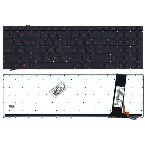 Клавиатура для ноутбука Asus N76Vm черная с подсветкой, красные клавиши