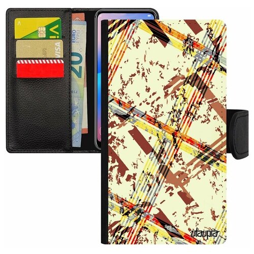 фото Чехол книжка на смартфон iphone 7 plus, "тартан плитка" геометрический рисунок utaupia