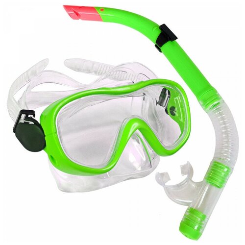 фото Набор для плавания маска+трубка e33109-2 пвх, зеленый hawk