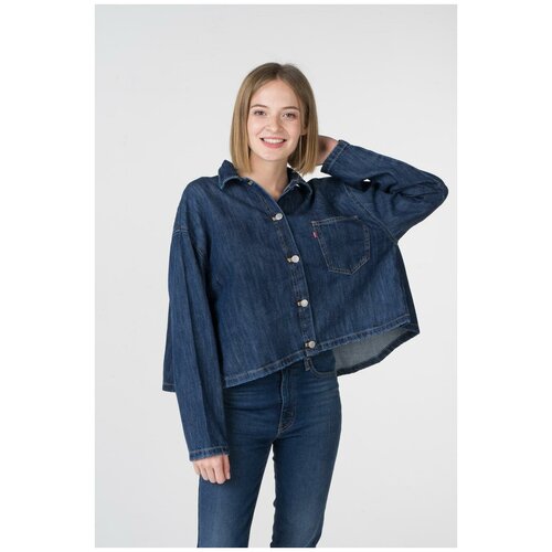 фото Джинсовая укороченная рубашка levi's® 5680100000 синий 46
