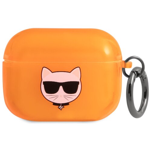 Кейс CG Mobile Karl Lagerfeld TPU FLUO with ring Choupette для AirPods Pro, оранжевый