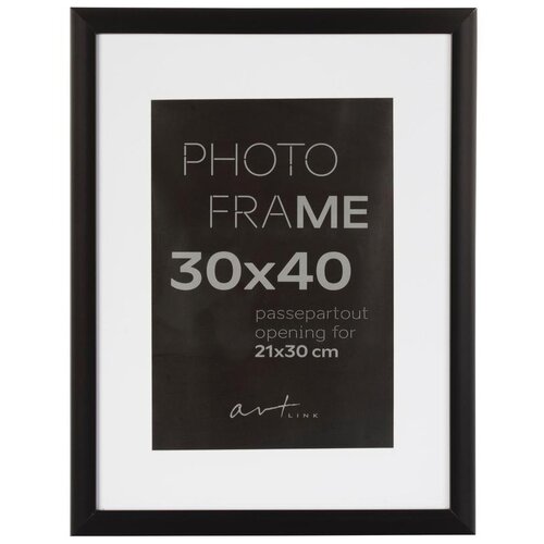 Рамка для фотографий с паспарту Gloria Black (А3, 30x40см, пластик 20мм) черная