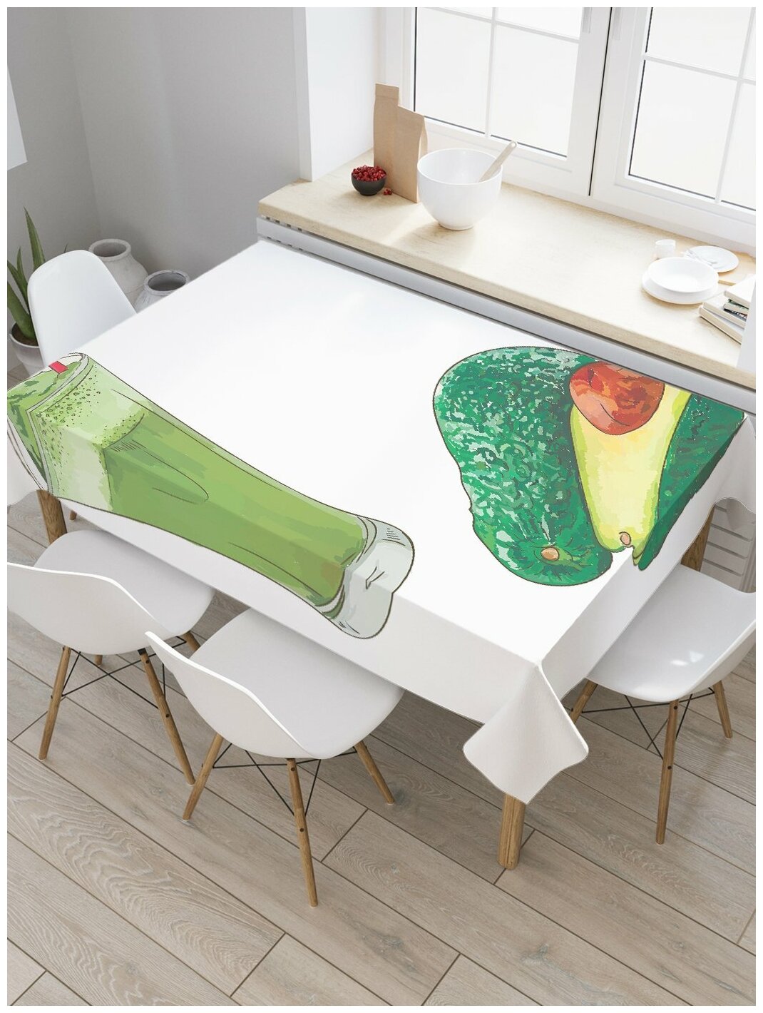Скатерть прямоугольная JoyArty на кухонный стол "Фреш из авокадо" из оксфорда, 120x145 см