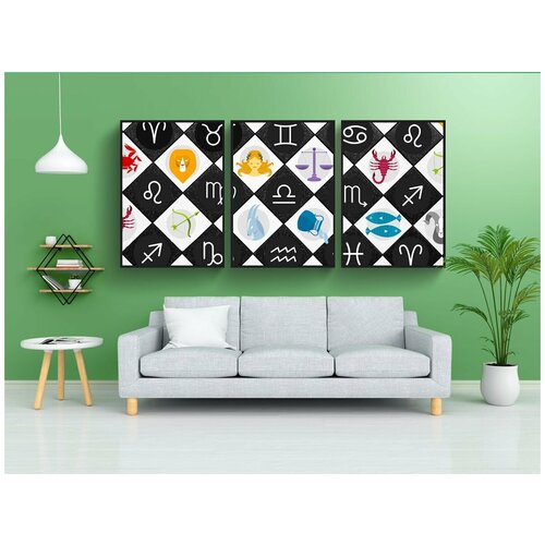 фото Набор модулных постеров для интерьера "зодиак, астрология, гороскоп" 60x90 см. в тубусе, без рамки lotsprints