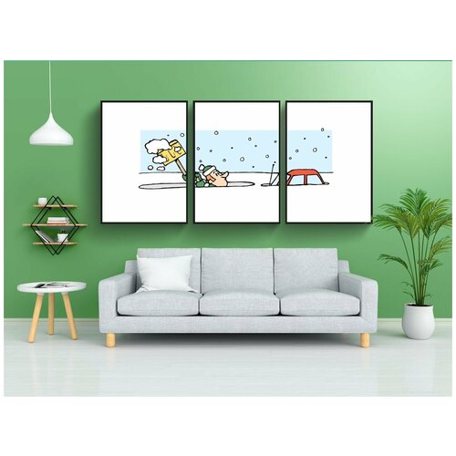 фото Набор модулных постеров для интерьера "снег, лопатой, зима" 60x90 см. в тубусе, без рамки lotsprints