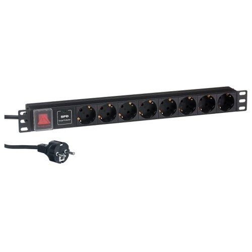 Блок розеток Exegate ServerPro PDU-19H807 8шт, 1U, 19", 2 м