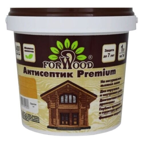 Масляный антисептик Forwood премиум 1л для защиты дерева до 10лет цвет орегон для наружных и внутренних работ без запаха