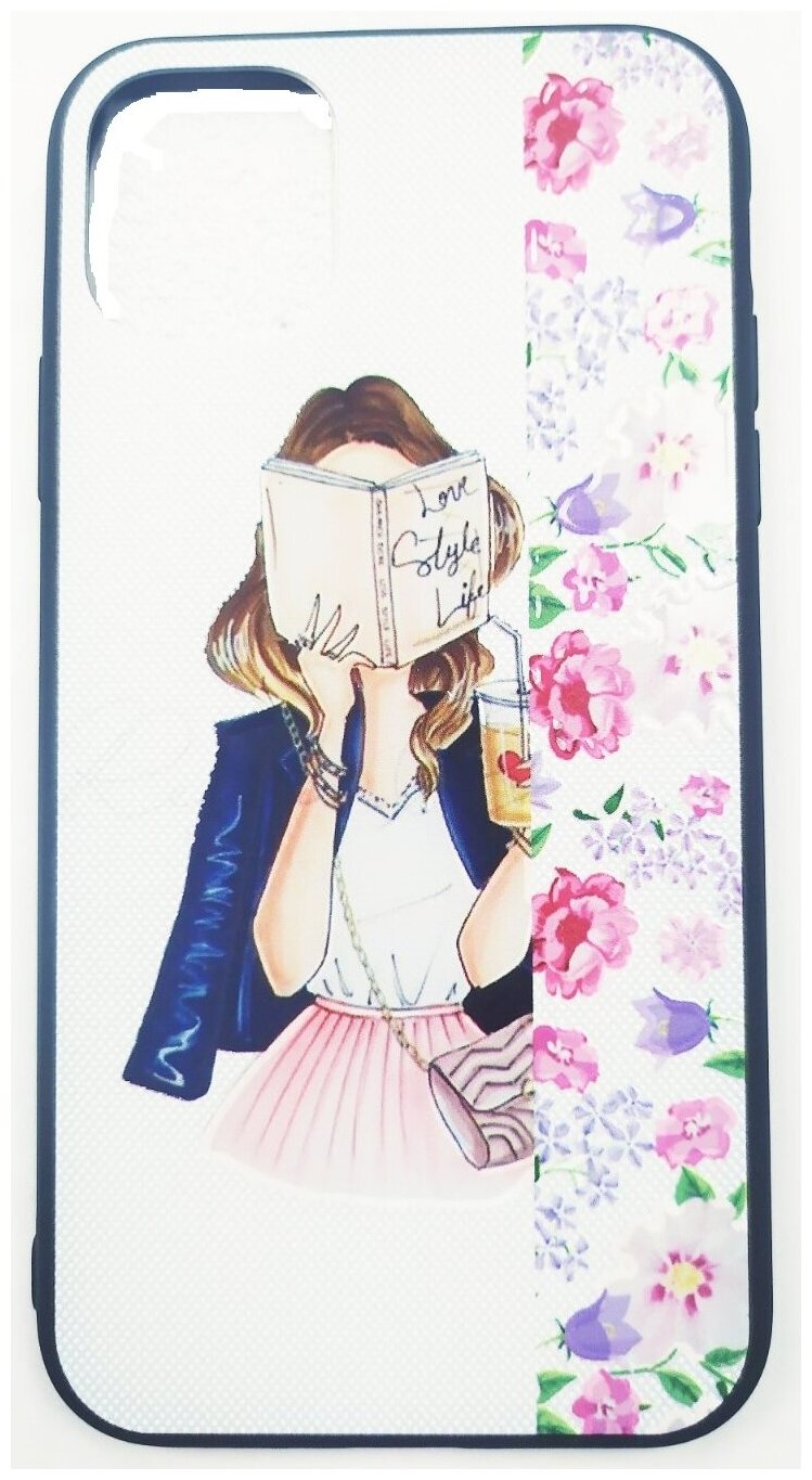 Задняя накладка девушка с книжкой силикон+пластик для iP 11 (6,1)