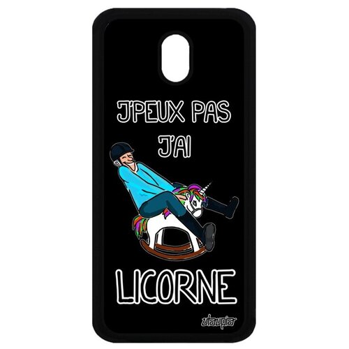 фото Ударопрочный чехол на смартфон // galaxy j3 2017 // "не могу - у меня единорог!" надпись юмор, utaupia, черный