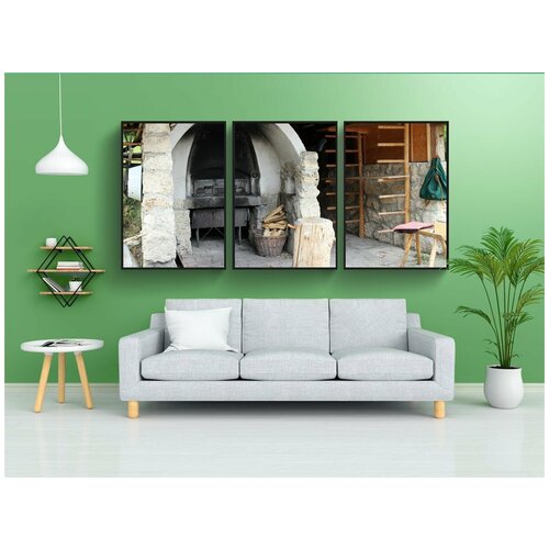 фото Набор модулных постеров для интерьера "духовой шкаф, каменная печь, угольная плита" 60x90 см. в тубусе, без рамки lotsprints