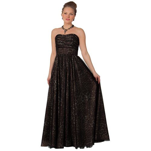 Платье вечернее, полуприлегающее, макси, размер 44, коричневый
