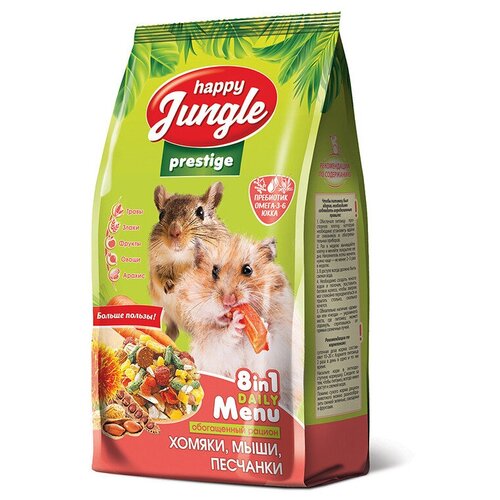Корм для грызунов Happy Jungle для хомяков, мышей, песчанок Престиж (0.5 кг) (6 штук)