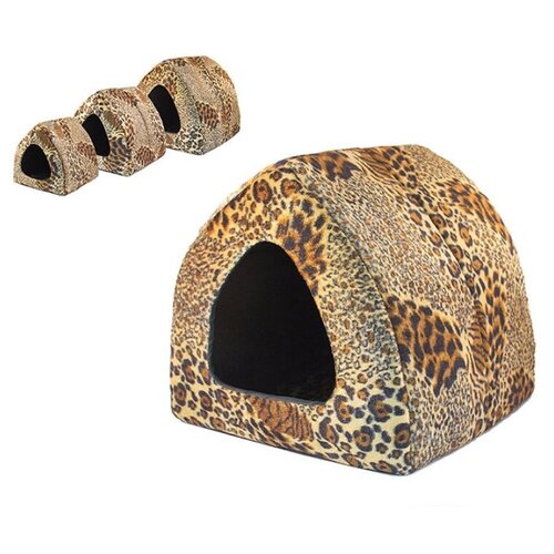 Домик мягкий 35*31*30 ЧИП Шалаш р-р S, леопард 1/1 1 шт