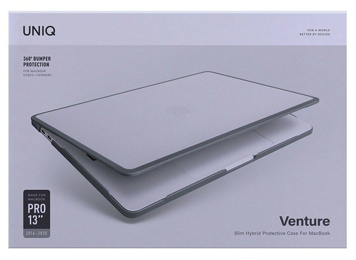 Чехол Uniq Venture для MacBook Pro 13 (2016/20) прозрачный/серый