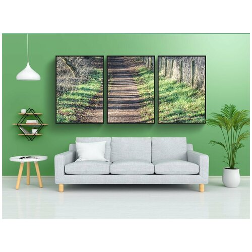 фото Набор модулных постеров для интерьера "дорожка, деревья, солнечный свет" 60x90 см. в тубусе, без рамки lotsprints