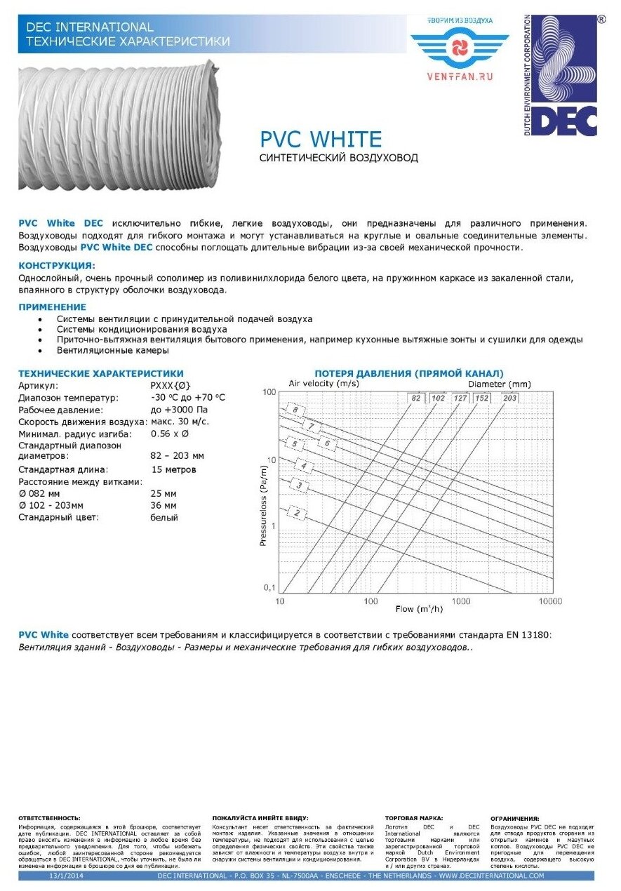 Голландский полимерный гибкий воздуховод PVC 203x15 метров DEC International - фотография № 3