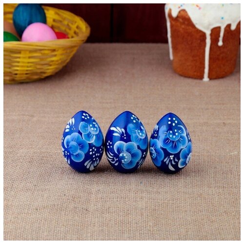 Яйцо Гжель, синее, 7 см микс. В упаковке: 3