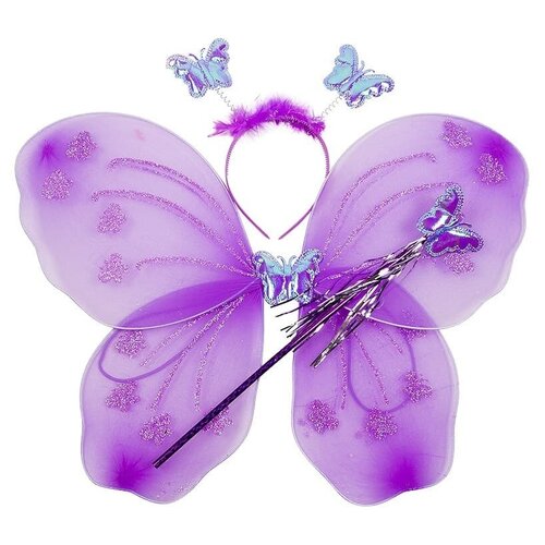 фото Крылья феи, бабочки, с палочкой и ободком, цвет фиолетовы й смехторг