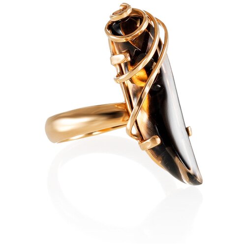 Amberholl Позолоченное серебряное кольцо со вставкой из дымчатого кварца «Серенада»