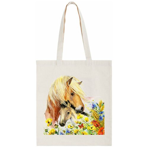 фото Сумка-шоппер coolpodarok "животные. жеребенок с мамой в поле"