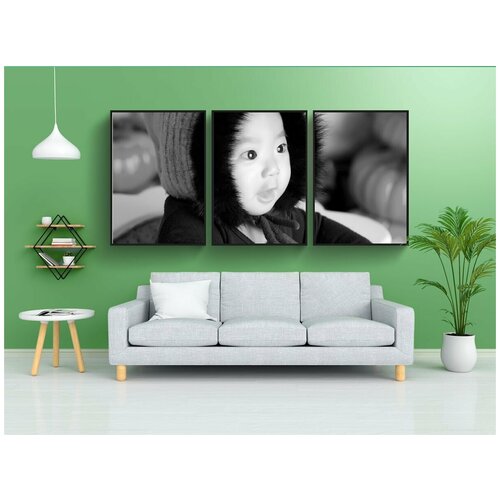 фото Набор модулных постеров для интерьера "baby, детская модель, ребенок" 60x90 см. в тубусе, без рамки lotsprints