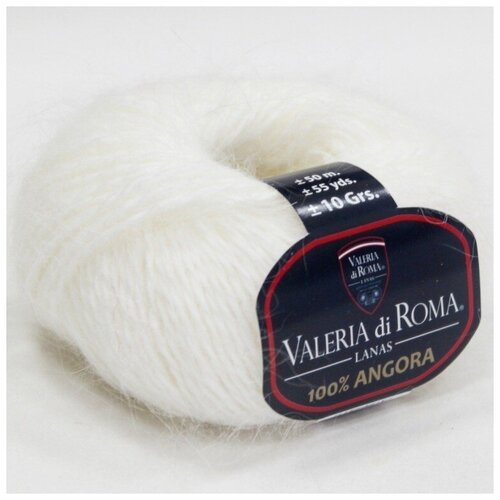 Пряжа Angora 100 Valeria di Roma цвет 003 молочный, 3шт*(50м/10г), 100% пух кролика