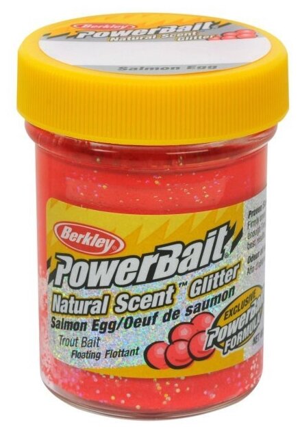 Паста форелевая Berkley PowerBait Natural Scent Salmon EGG Red Glitter (лососевая икра, красная блесками) 50гр