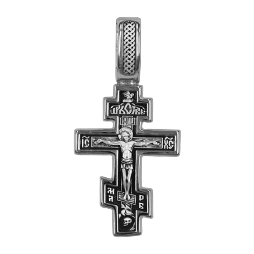 фото Серебряная подвеска-крест из черненого серебра распятие христово юз елизавета 18258 diamant-online