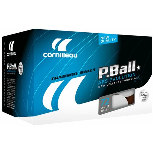 Мяч для настольного тенниса Cornilleau P-Ball ABS Evolution 1* (72 мяча, белый) мячи cornilleau 1 p ball evolution 40 plastic abs box x72 orange 321655