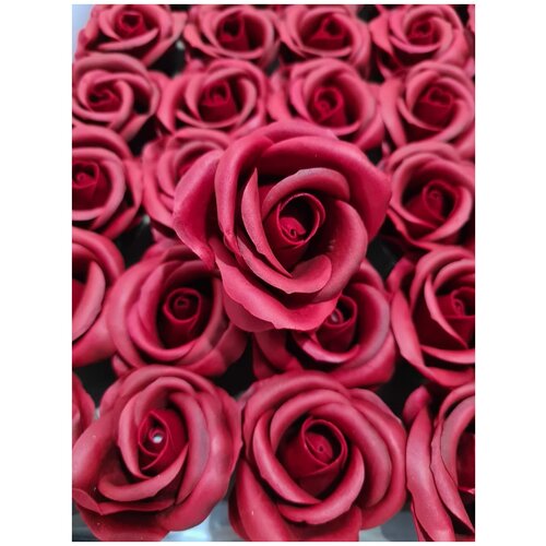 Цветы из мыльного полотна. Роза трехслойная с закругленными лепестками. Цвет бордовый. Номер 6К.