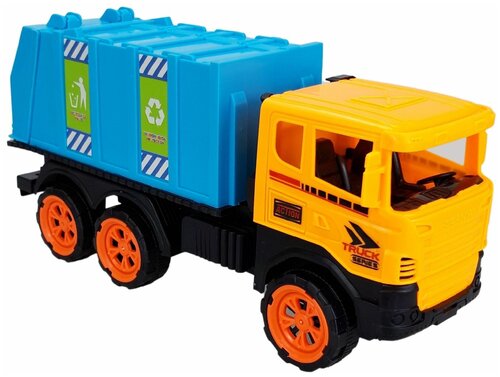 Машинка инерционная детская, мусоровоз игрушечный большой, цвет голубой, коммунальная техника в подарок