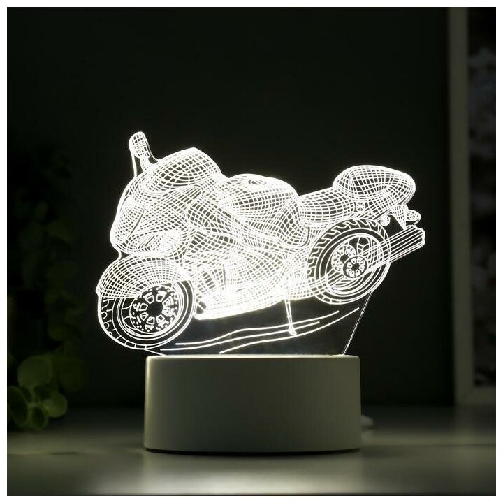 Светильник "Гоночный мотоцикл" LED белый от сети 9,5х16х14 см - фотография № 3