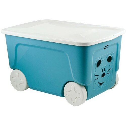 Plastic Centre Детский ящик для игрушек COOL, на колёсах 50 литров, цвет синий колокольчик plastic centre ящик для хранения игрушек супер трак 57 л на колёсах