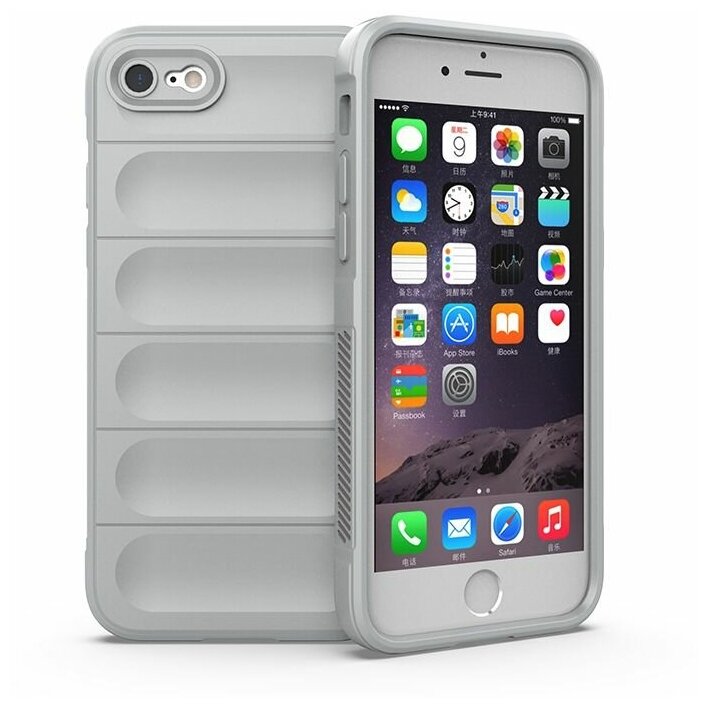 Противоударный чехол Flexible Case для iPhone SE 2020 / SE 2022 светло-серый
