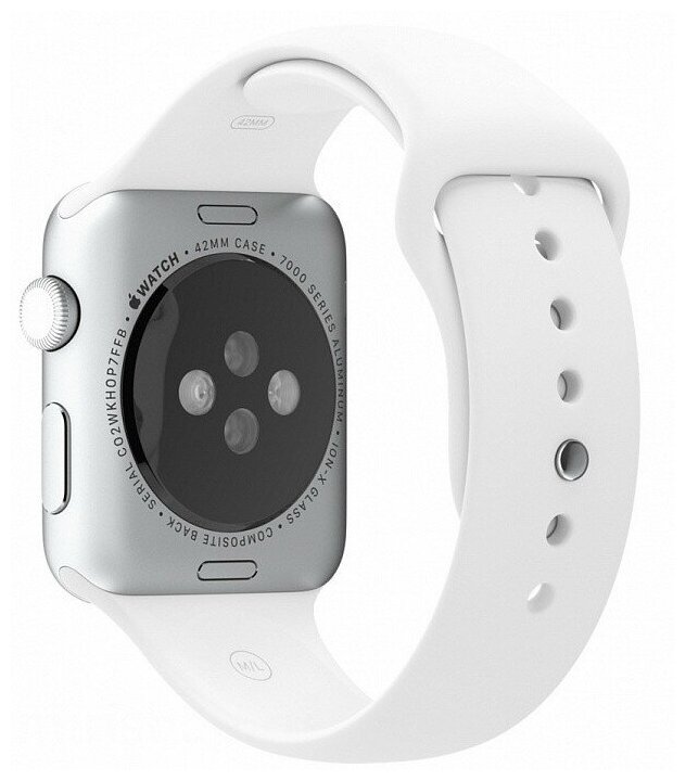 Ремешок силиконовый для Apple Watch 42/44/45/49мм (9), белый, на кнопке