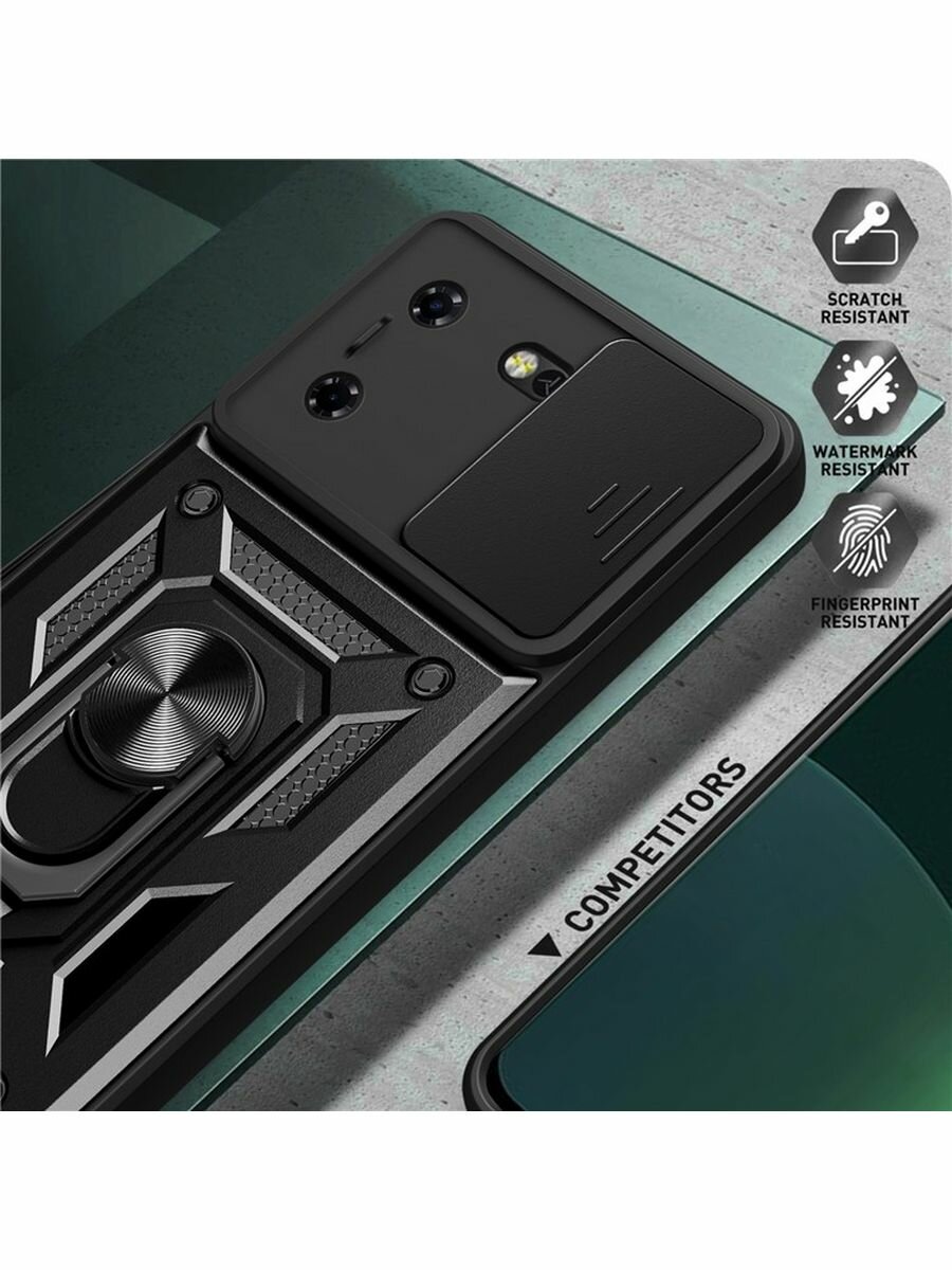 Чехол О'кейси, для Tecno Pova 5, синий, с магнитным креплением, матовая поверхность — фото 1